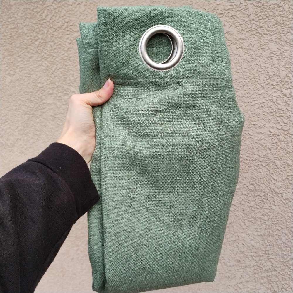 2 Panels Sage Green Grommet-Top Curtains 62"L × 48"W Each Panel